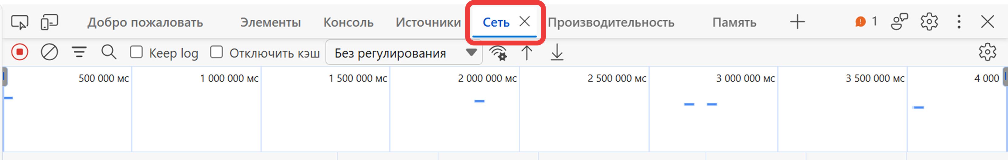 Вкладка Network в Microsoft Edge
